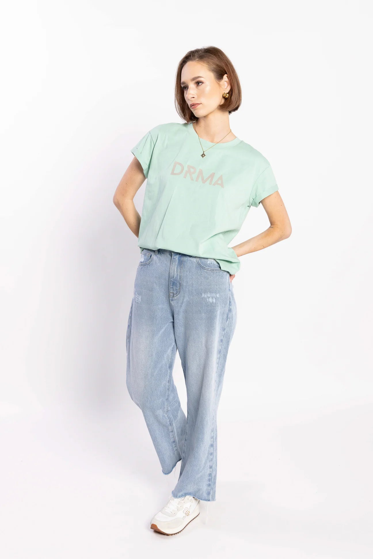 Drma Tee - Mint/Ecru