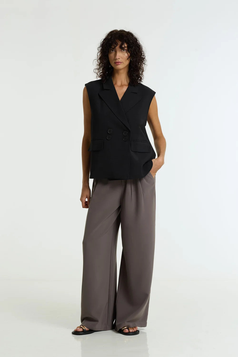 BLAK Marco Wide Leg Pant - Charcoal/Black