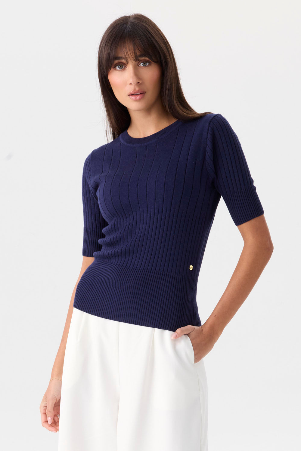 Mia Fratino Jessie Rib Tee - Navy
