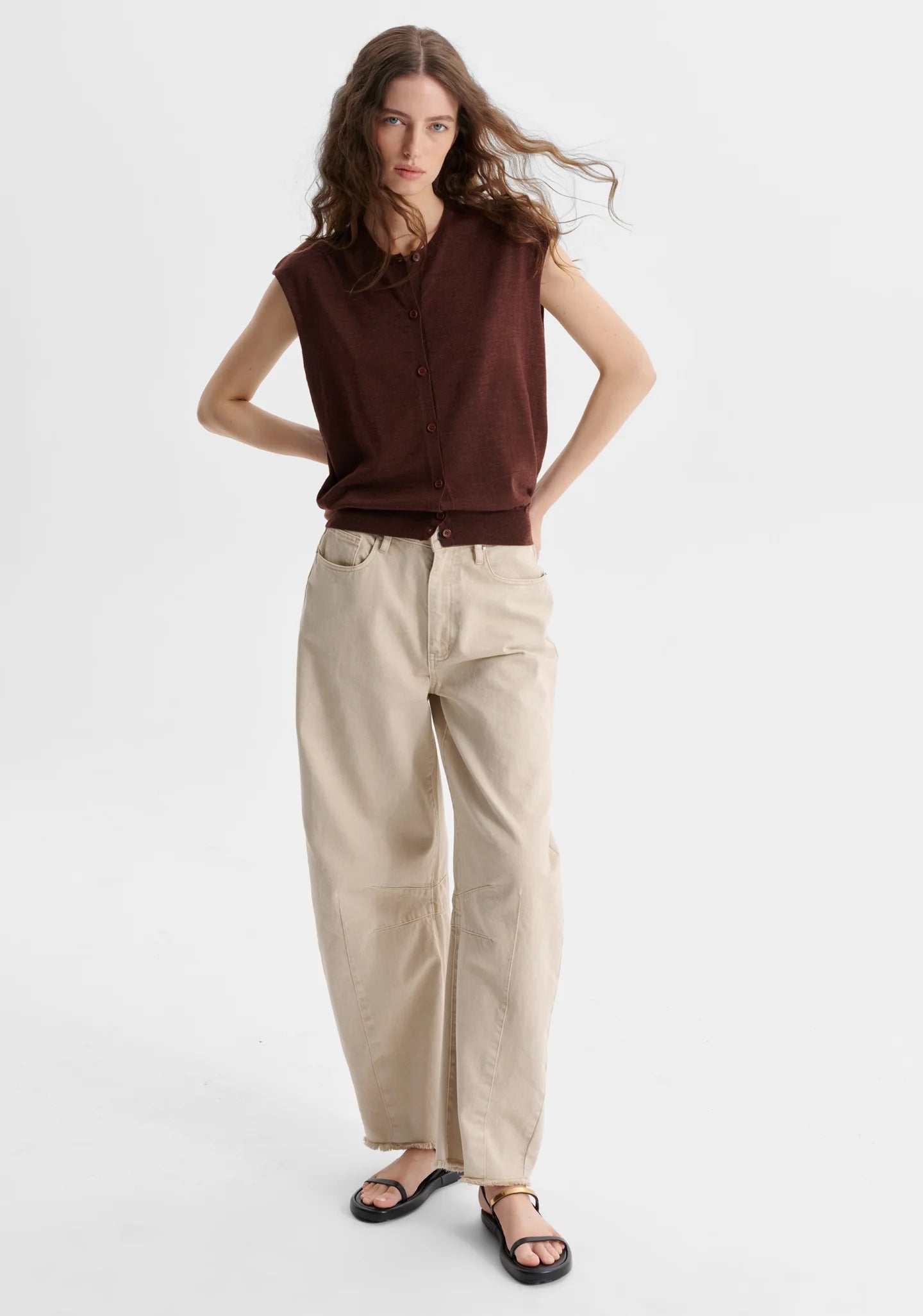 River Knit Button Vest - Toffee