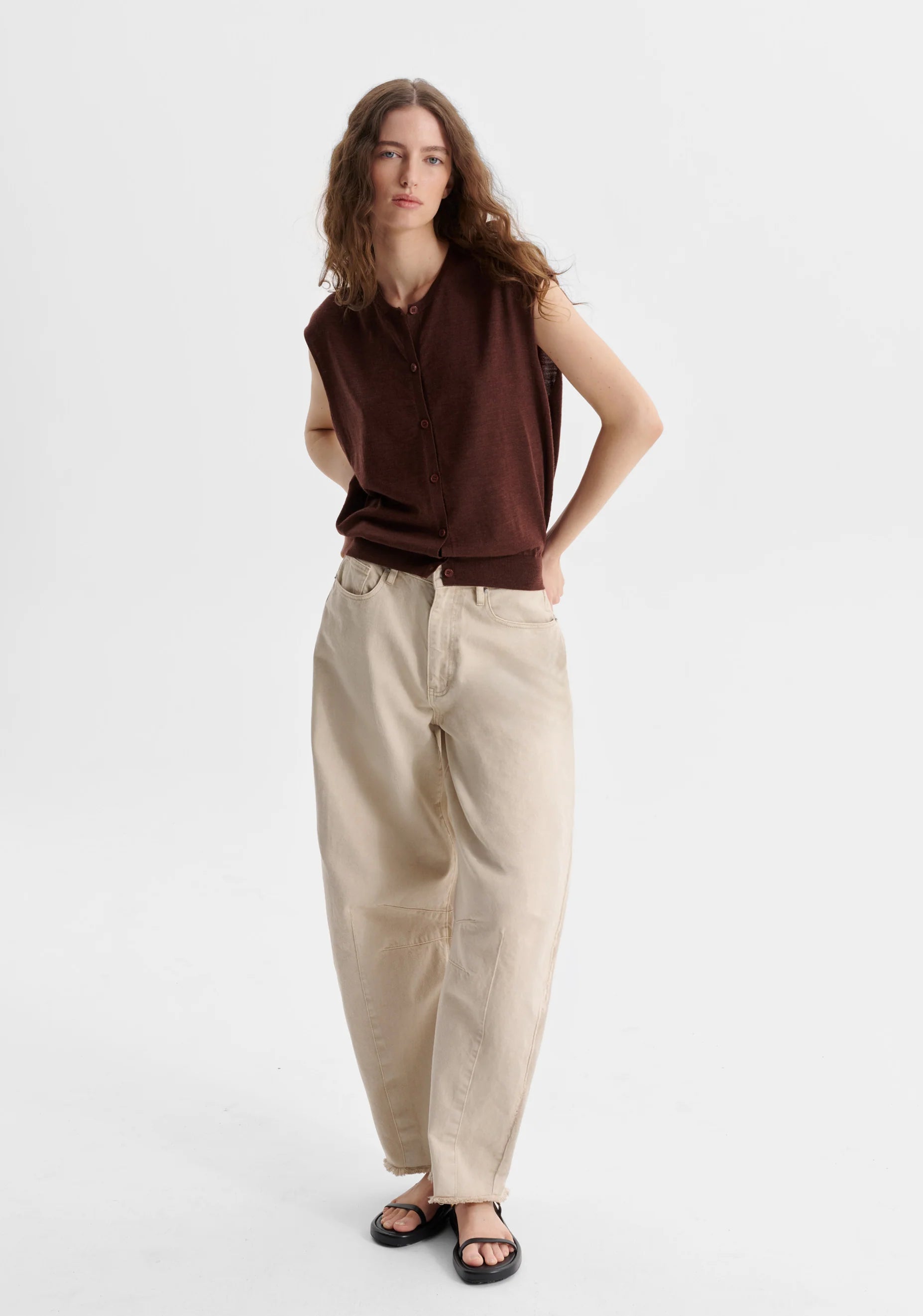 River Knit Button Vest - Toffee