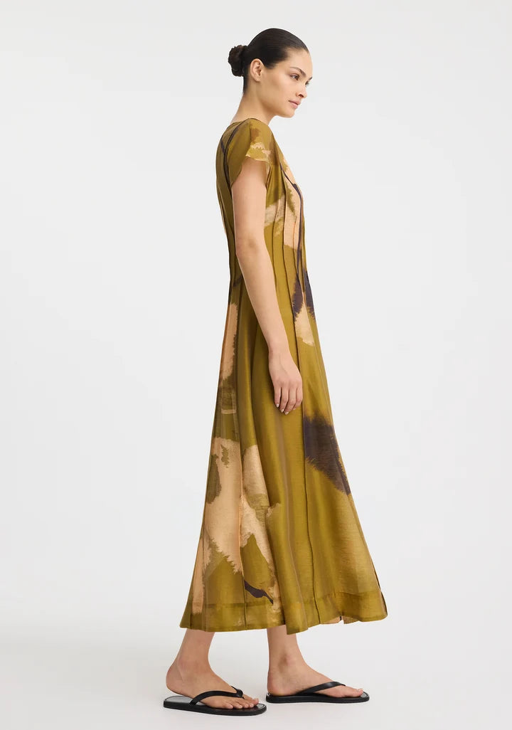 Morrison Astra Pintuck Dress - Moss Print