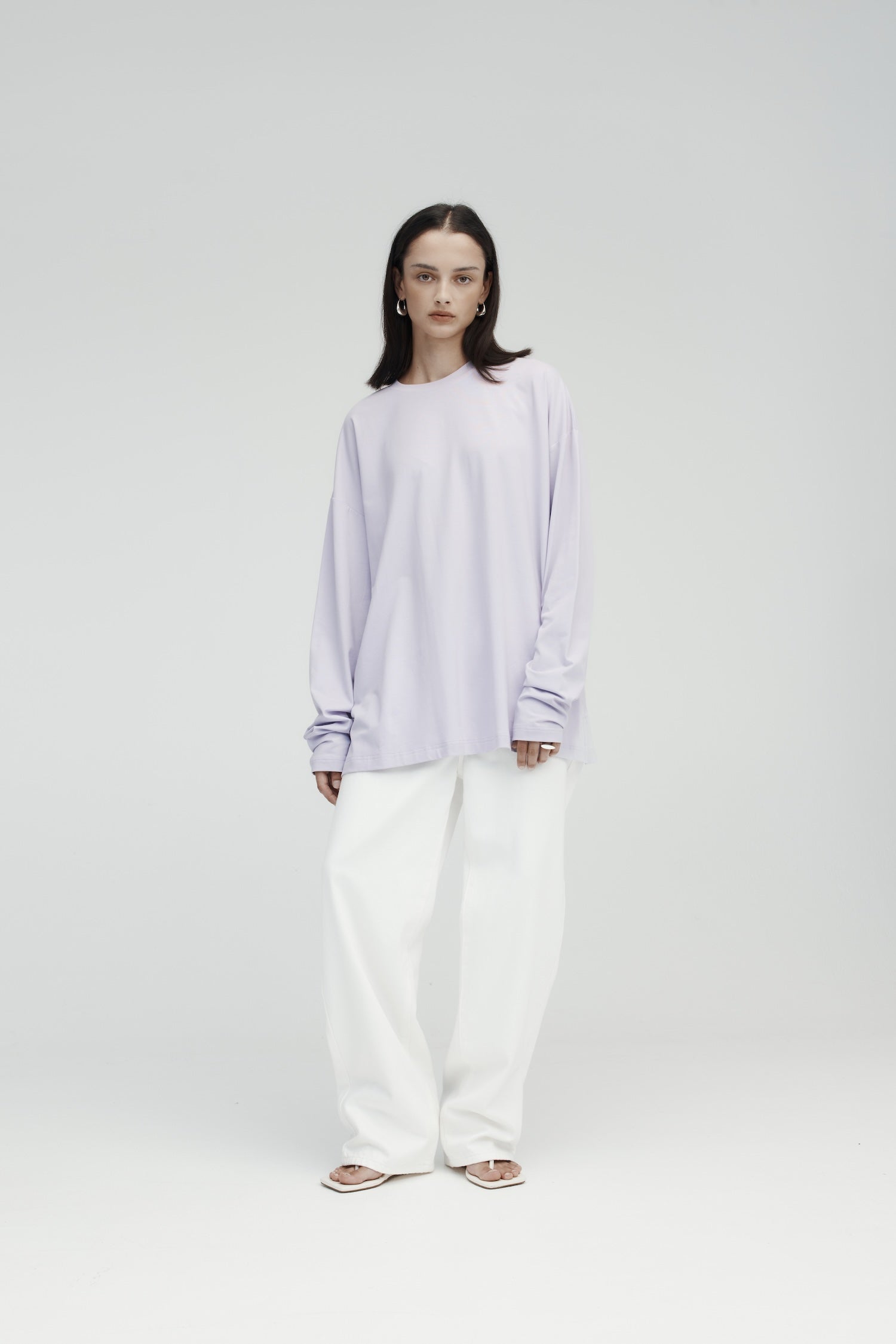Rebe Long Sleeve Drop T-Shirt - Powder Lilac