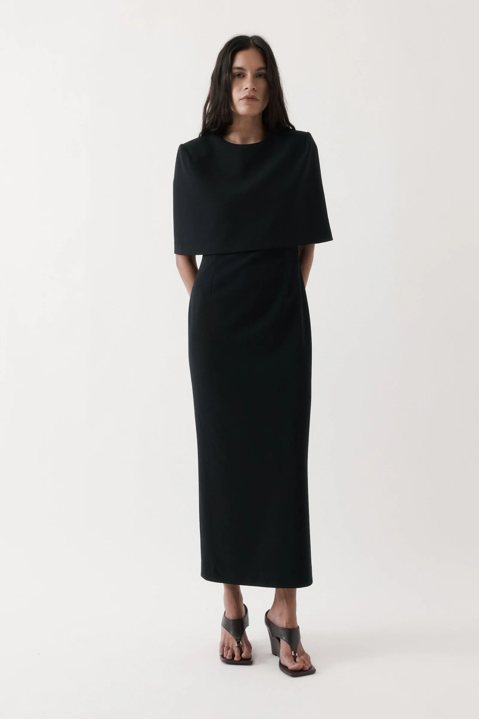 Column Cape Dress - Black