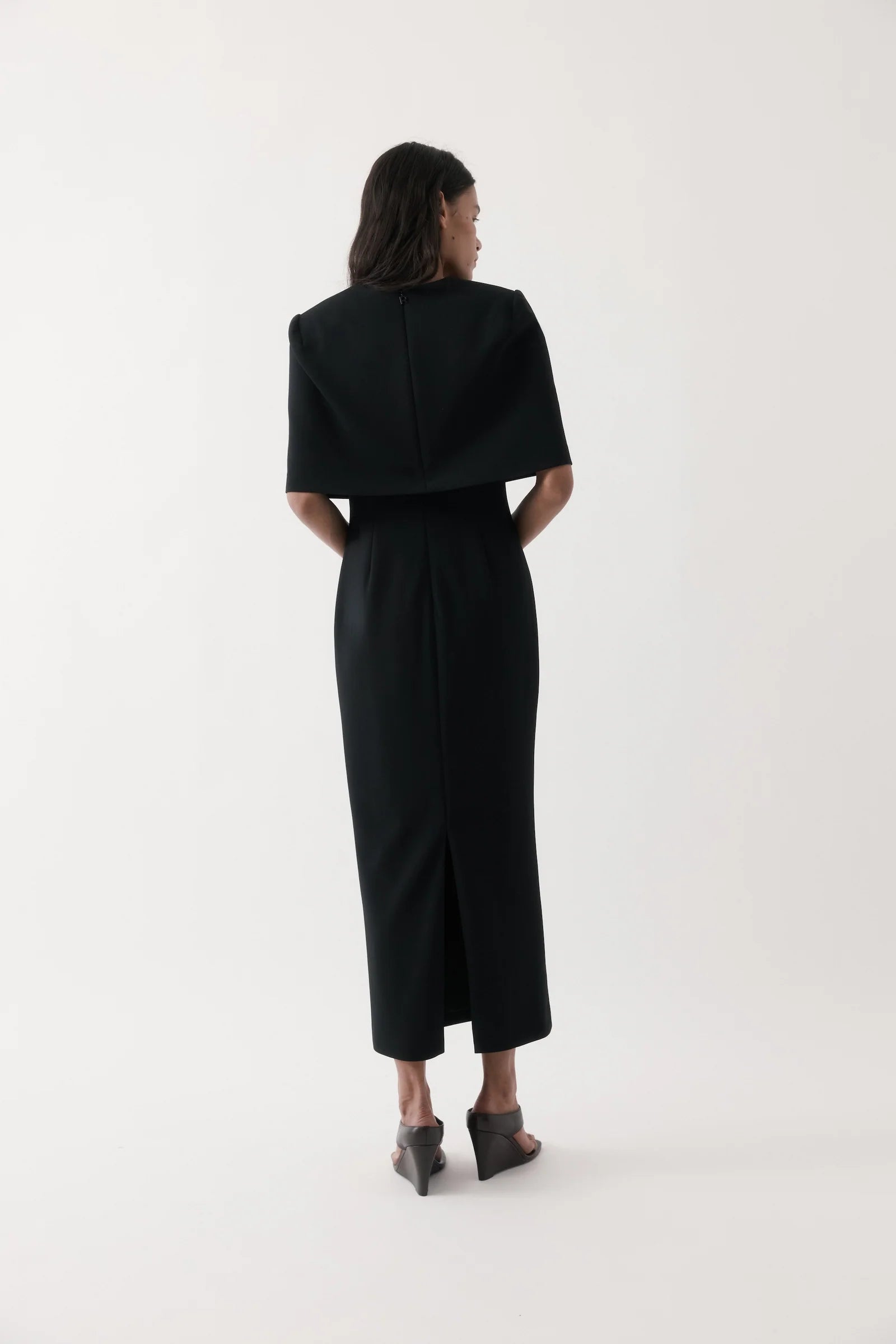 Column Cape Dress - Black