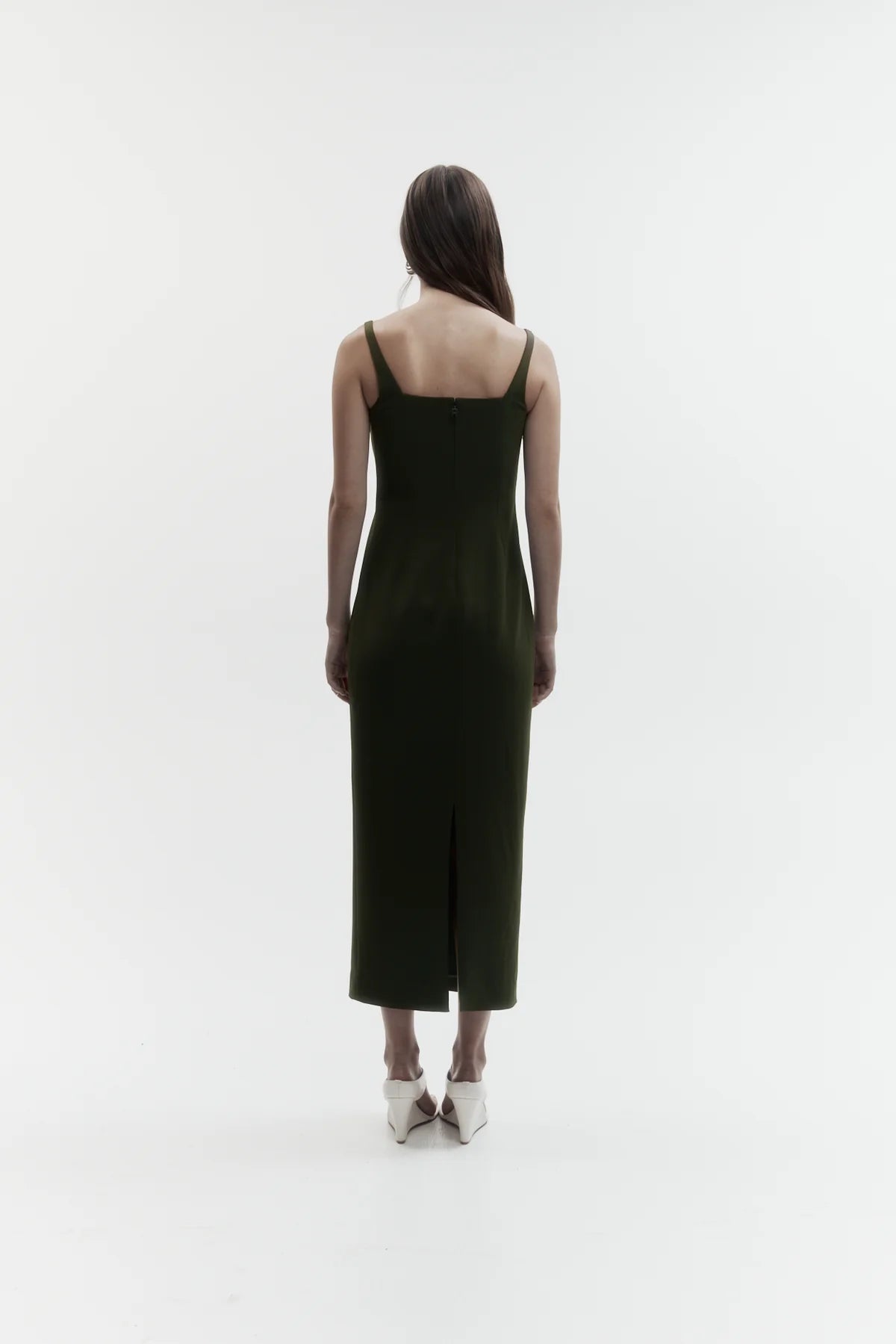 Column Cape Dress - Olive