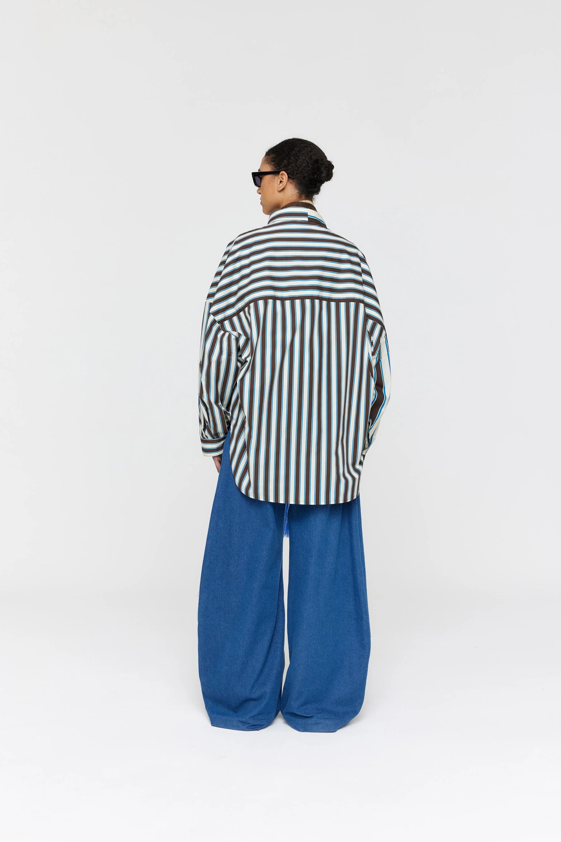 Marin Shirt - Brown + Mint Stripe