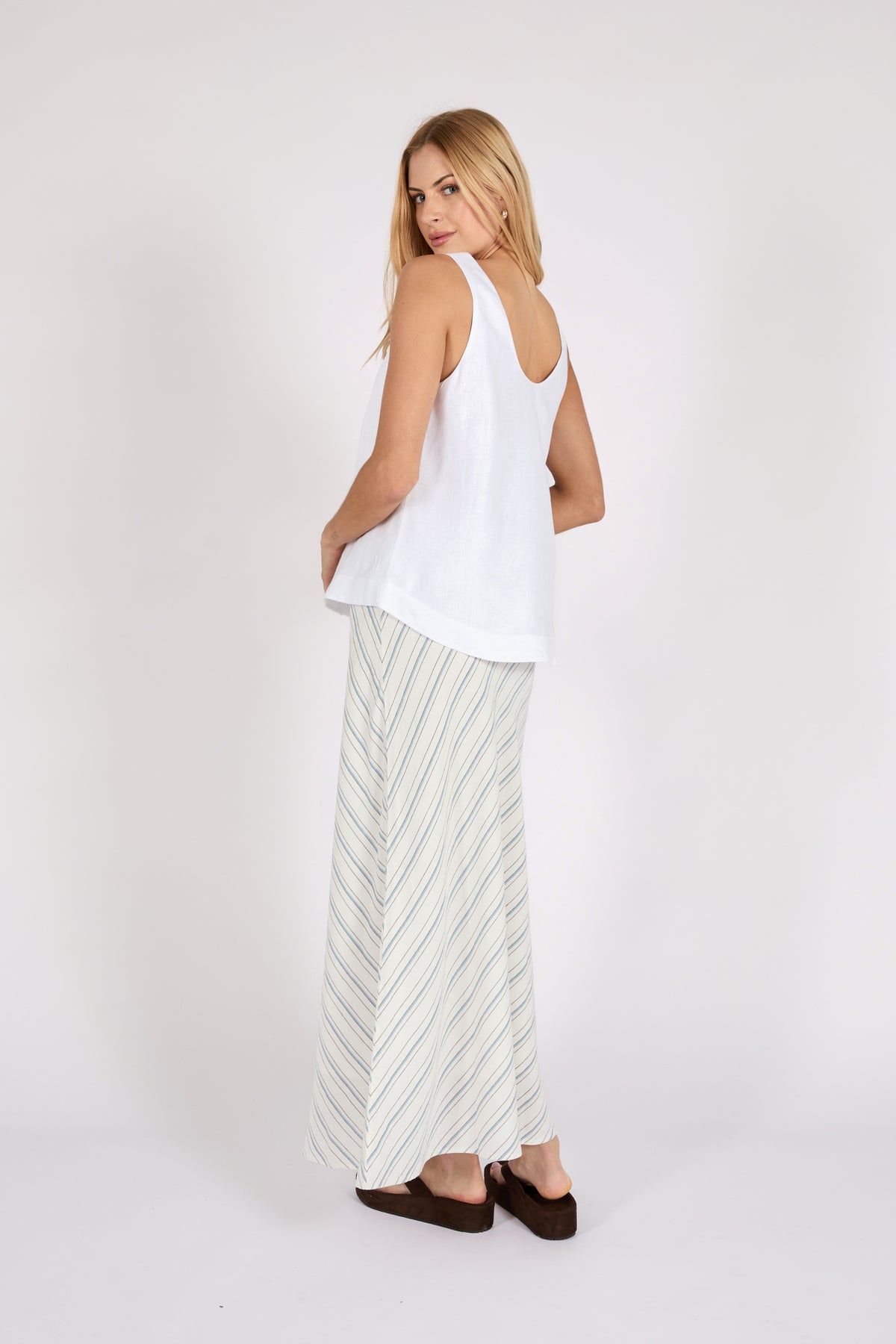 Marlow Riptide Linen Tank - White