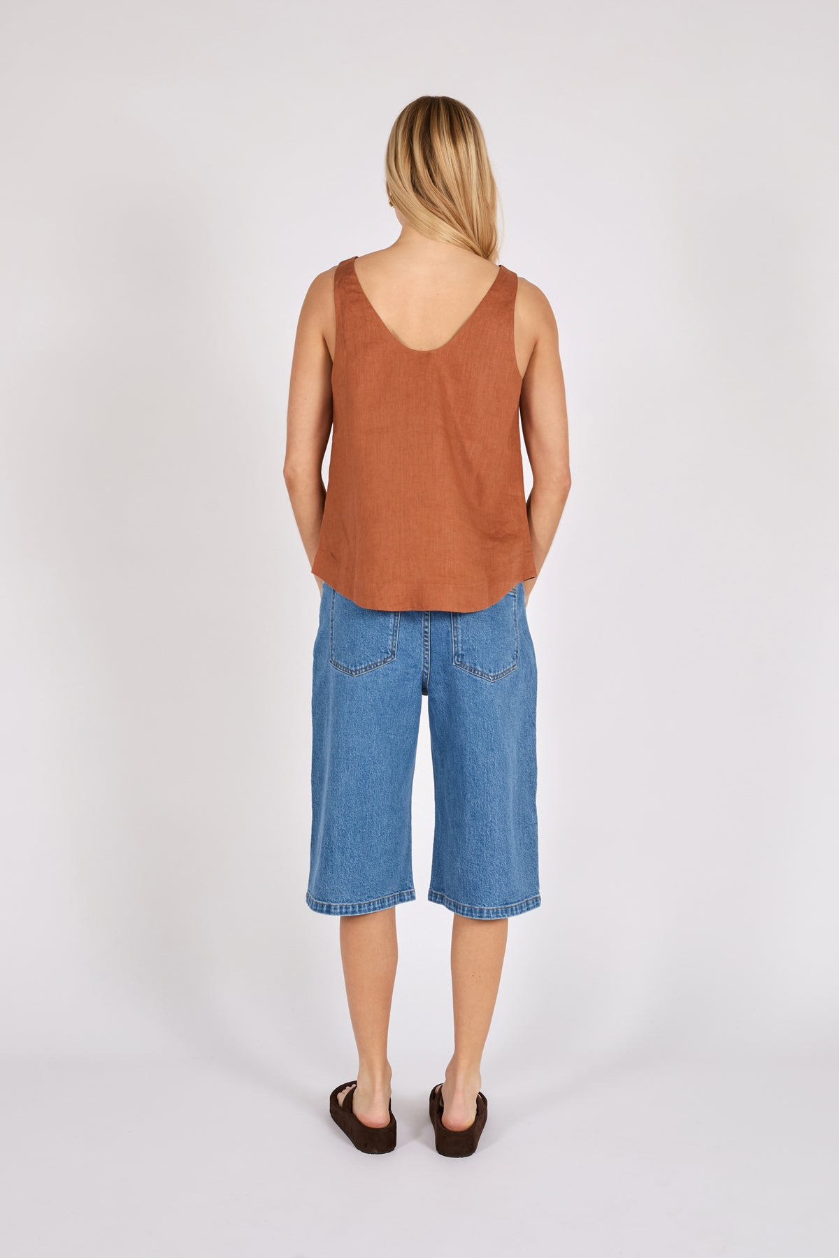 Marlow Riptide Linen Tank - Rust