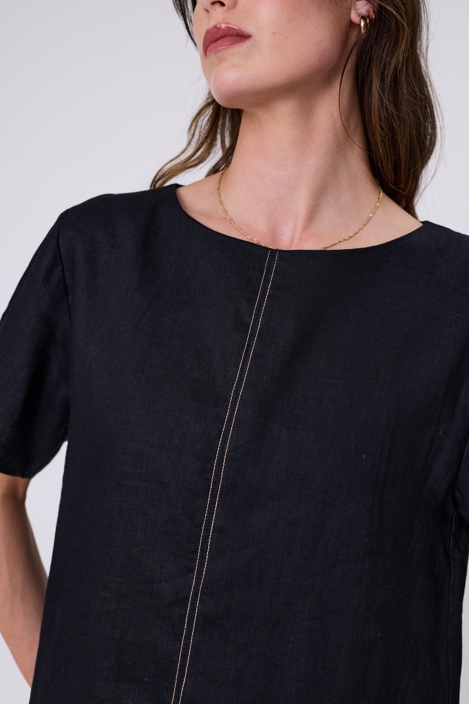 Sable Linen Top - Black