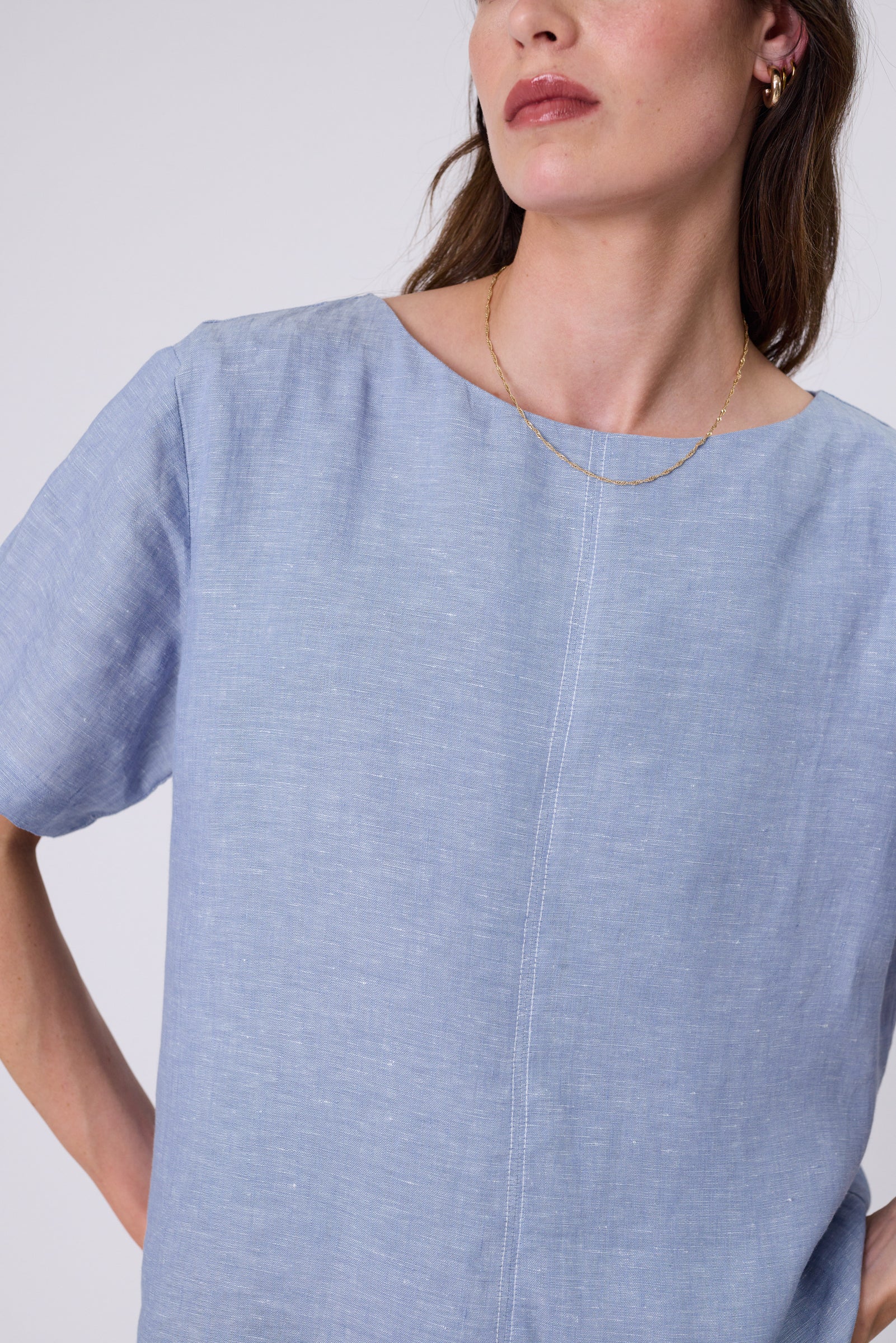 Sable Linen Top - Blue Smoke