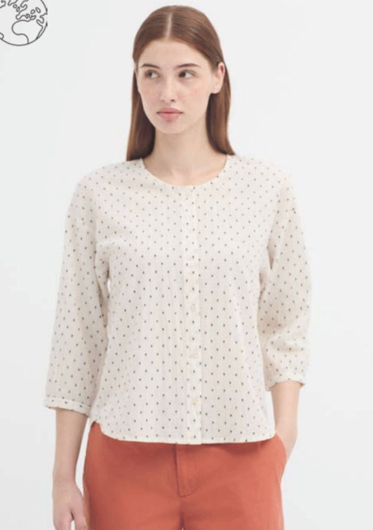 Contrast Dobby Blouse