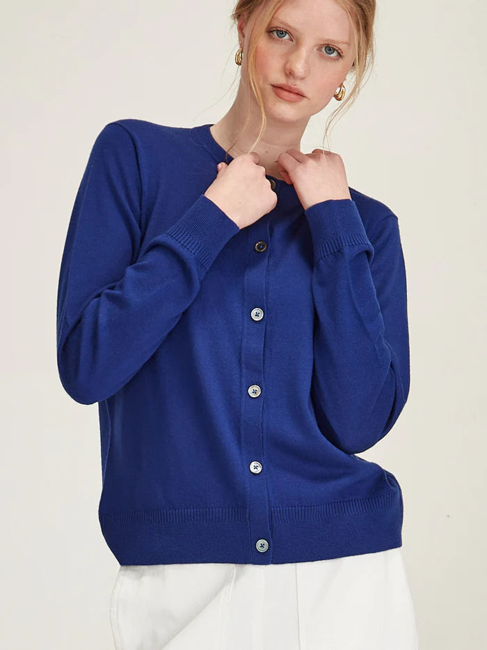 Felicity Merino Cardigan - Cobalt
