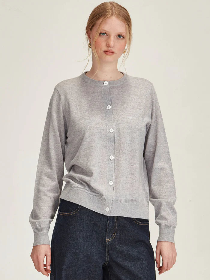 Felicity Merino Cardigan - Grey Marle