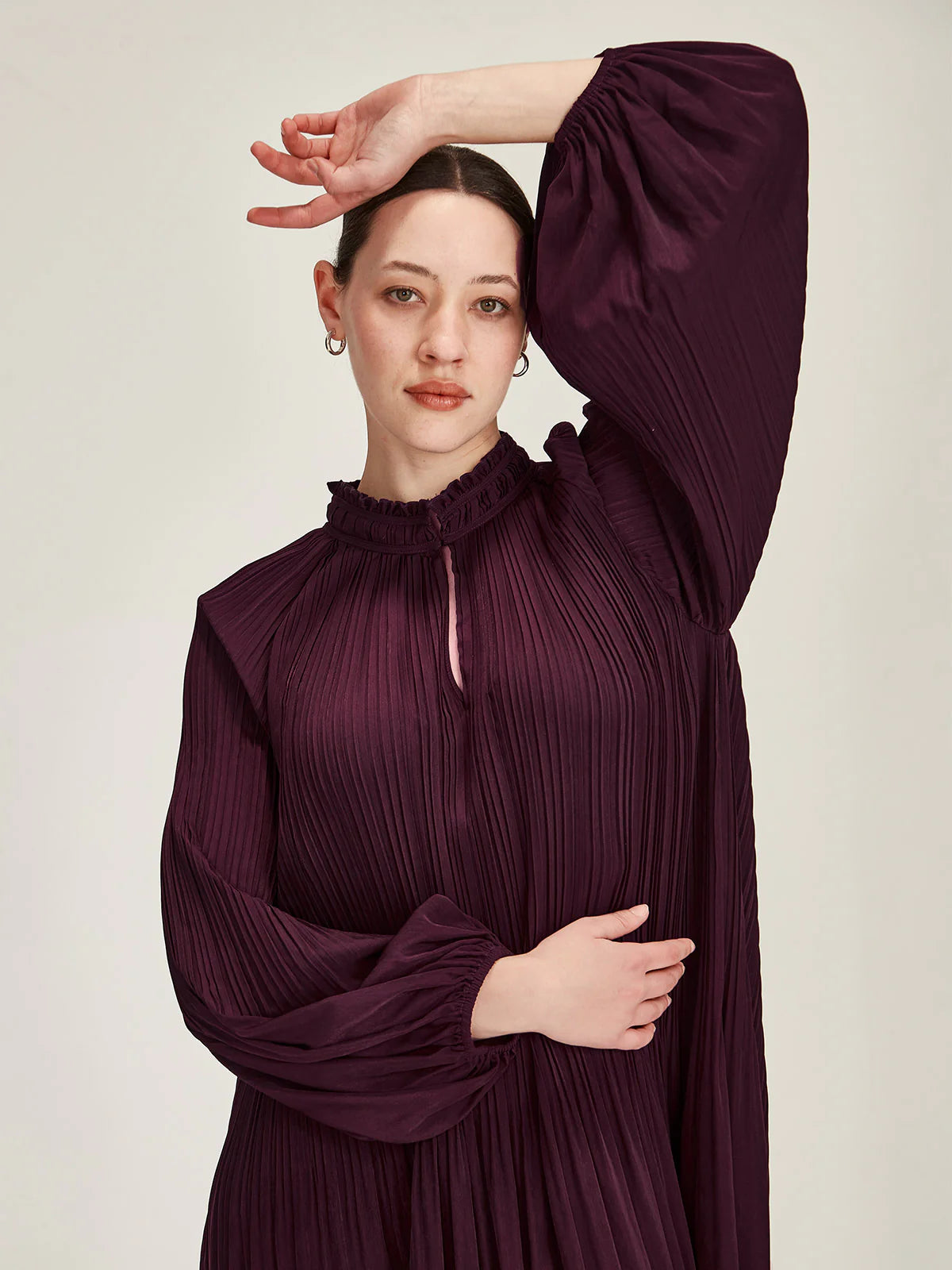Jojo Pleat Dress - Plum