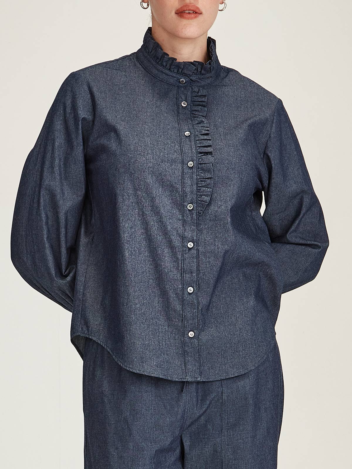 Mira Ruffle Blouse - Dark Indigo