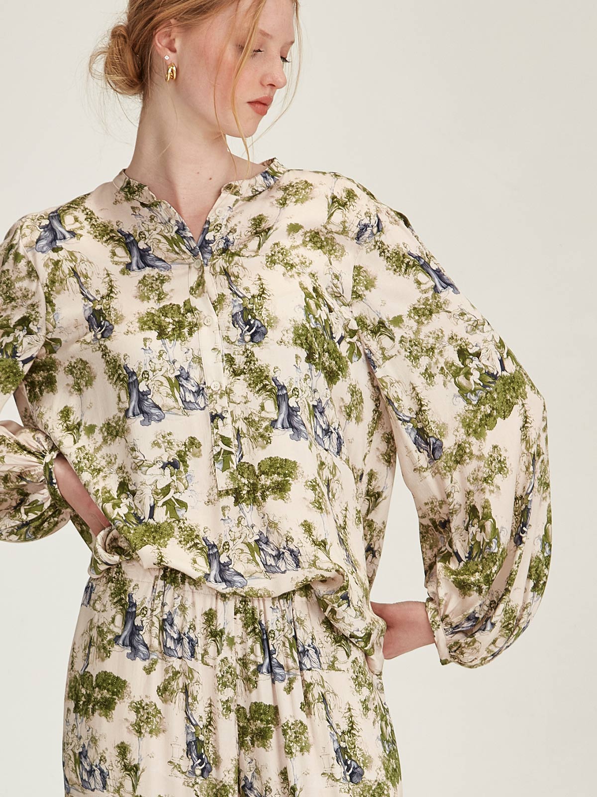 Adora Print Shirt - Moss Print