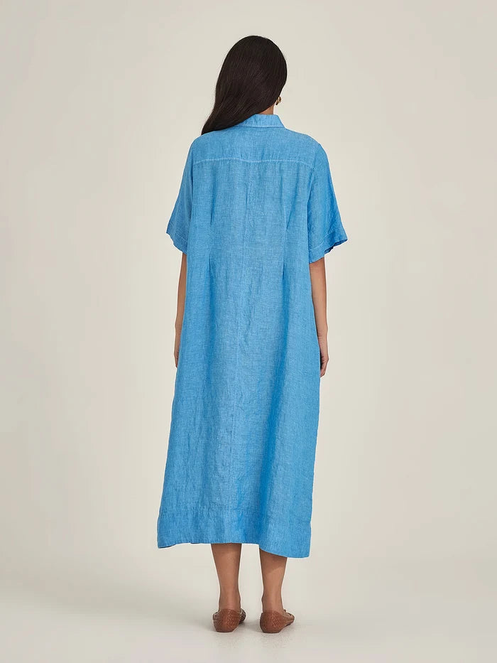 Sills Maddy Linen Dress - Lagoon Blue