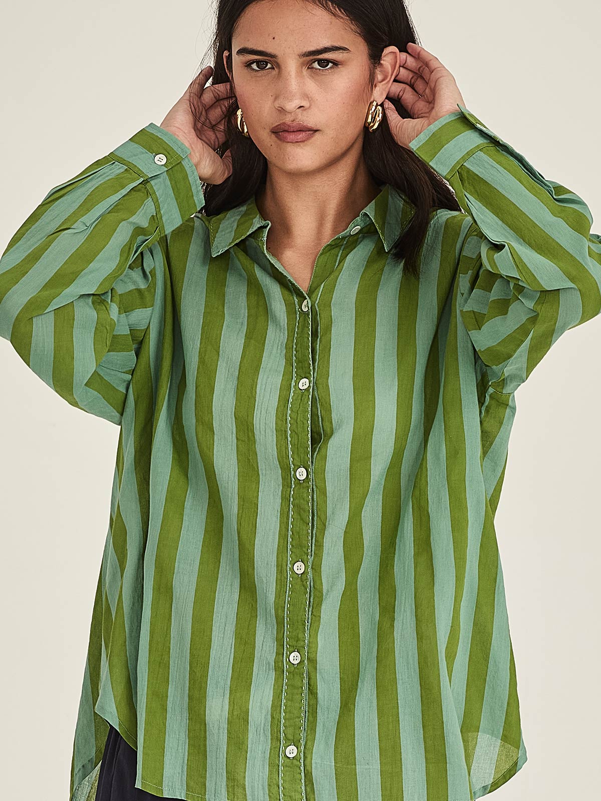 Sills Positano Stripe Shirt – Green/Dk Green