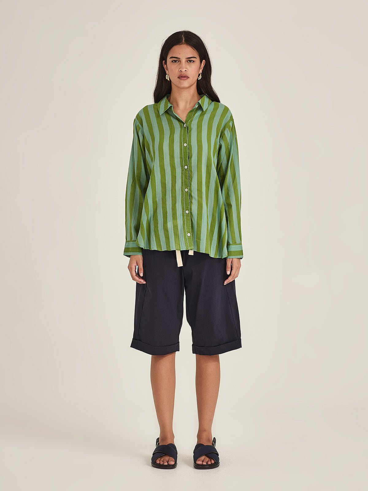 Sills Positano Stripe Shirt – Green/Dk Green