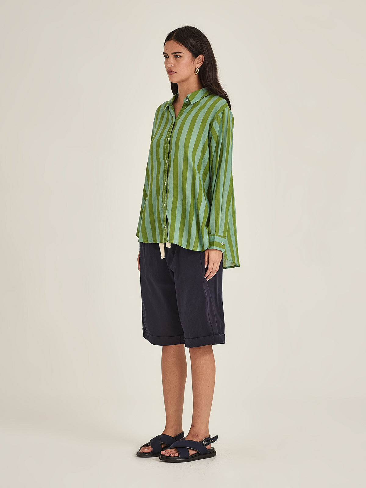 Sills Positano Stripe Shirt – Green/Dk Green