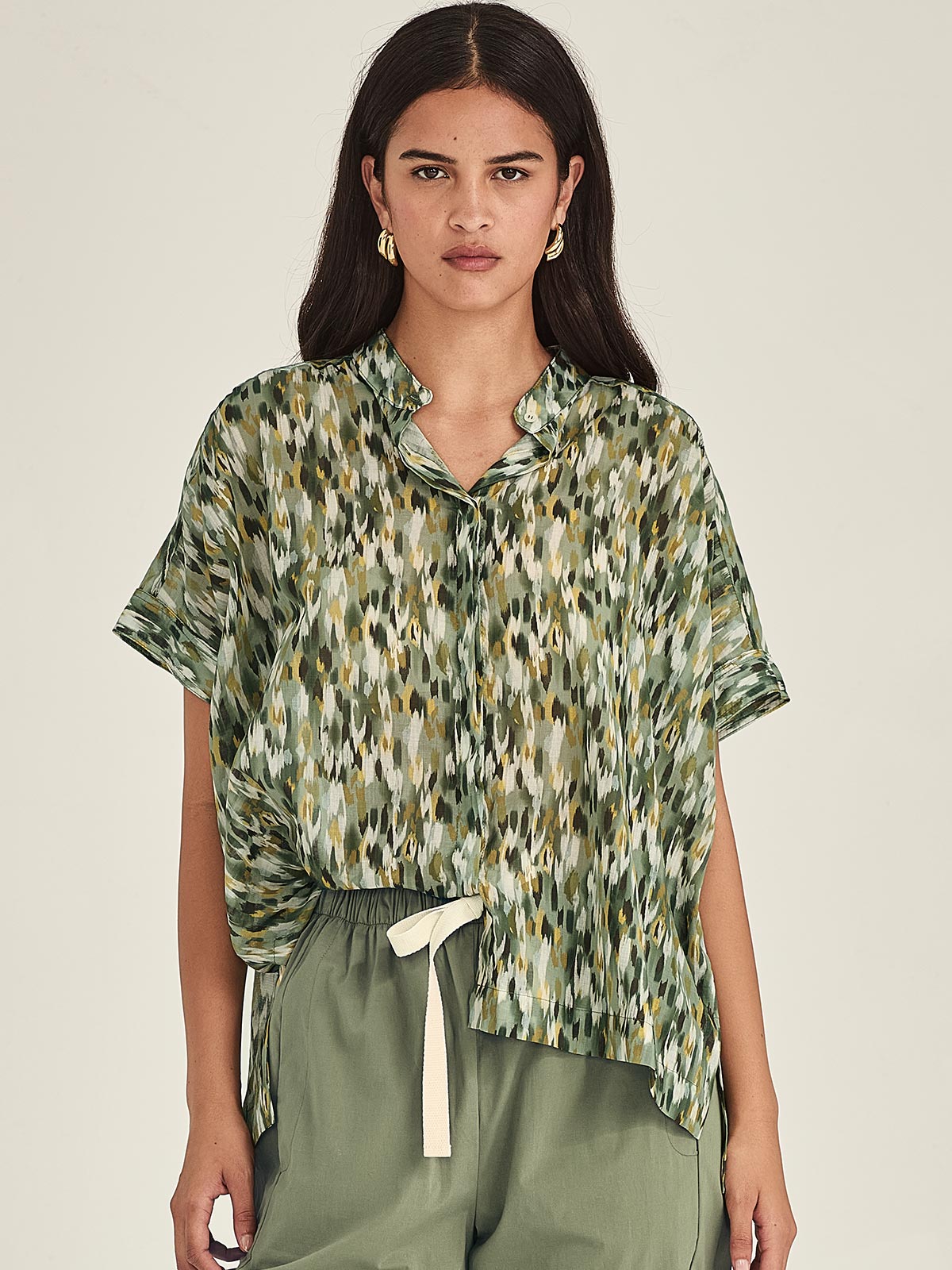 Sills Helene Print Top – Khaki Brush