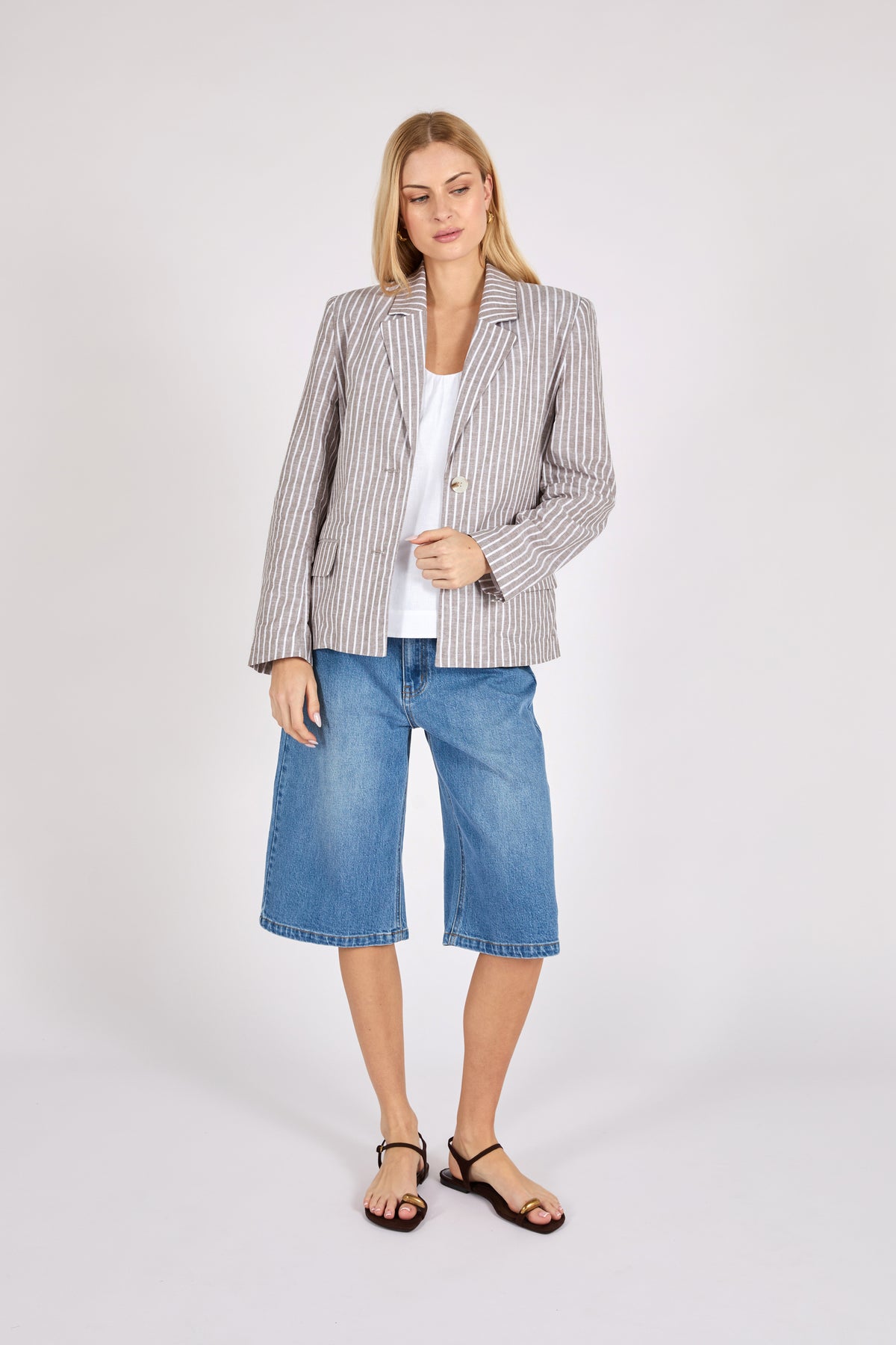 Marlow Strata Blazer - Mocha Stripe