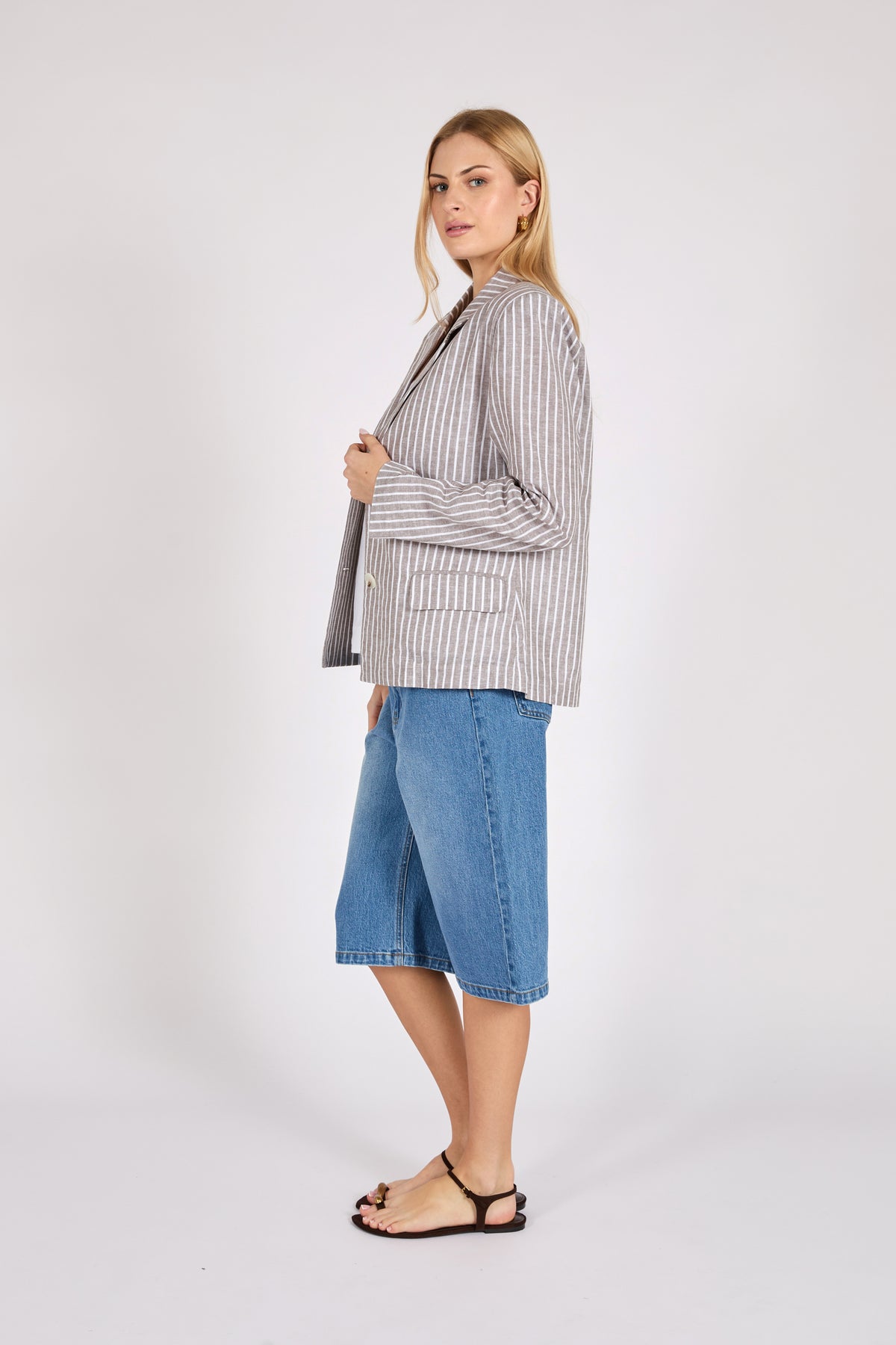 Marlow Strata Blazer - Mocha Stripe
