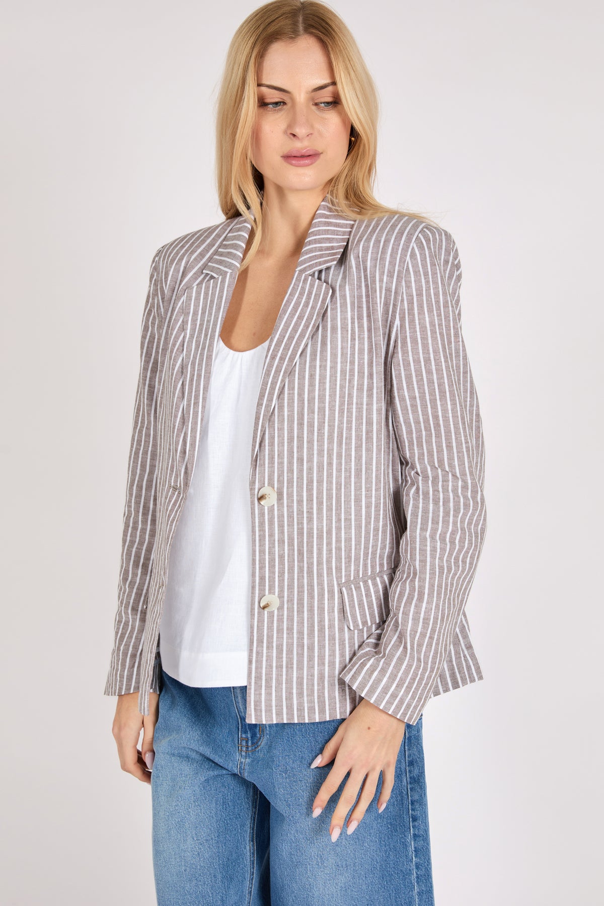 Marlow Strata Blazer - Mocha Stripe