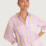 HUT Boyfriend Linen Shirt – Sunshine Mauve Stripe