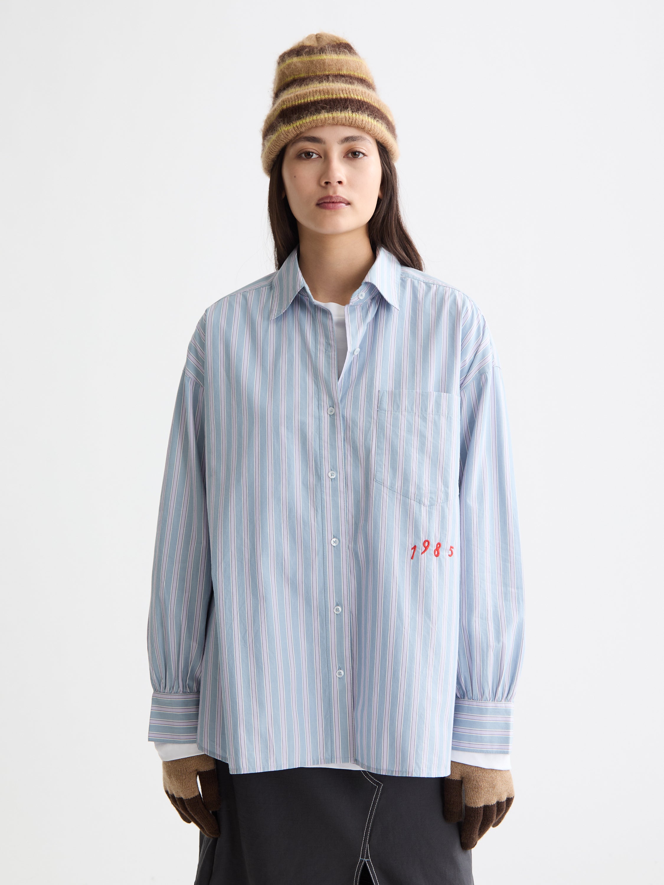 Embroidered Girlfriend Shirt - Faded Lavender