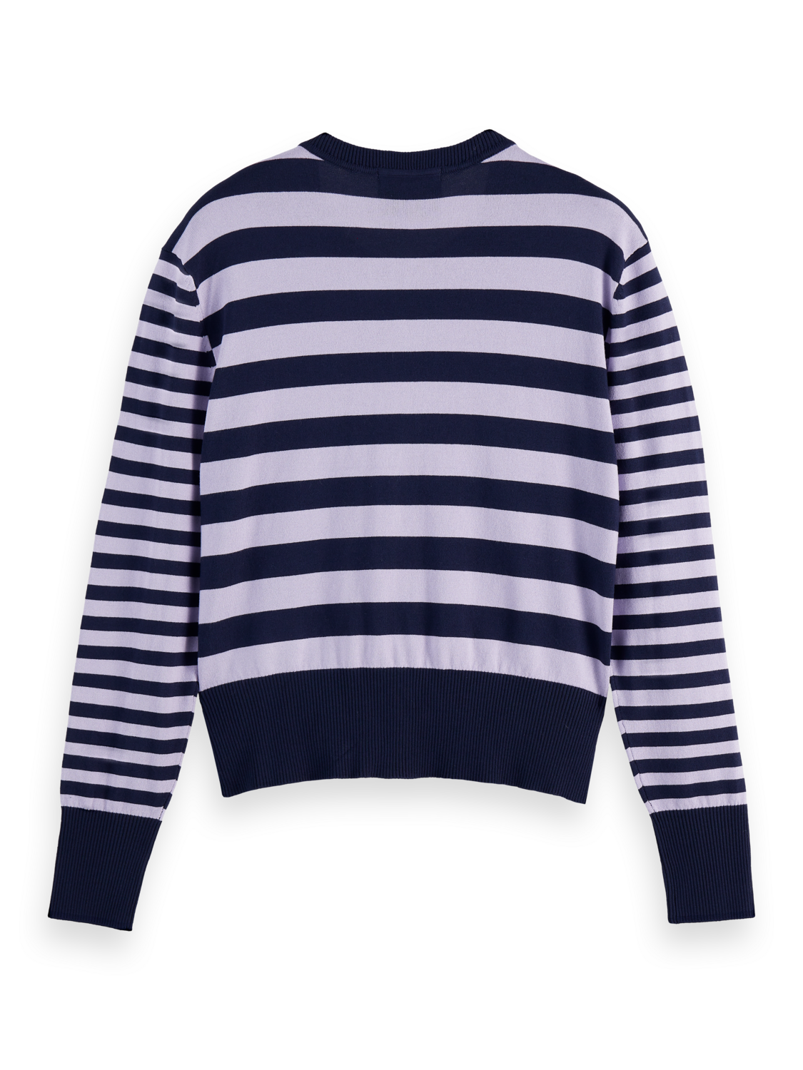 Crew Neck Relaxed Cardigan - Sky Captain/ Lavender