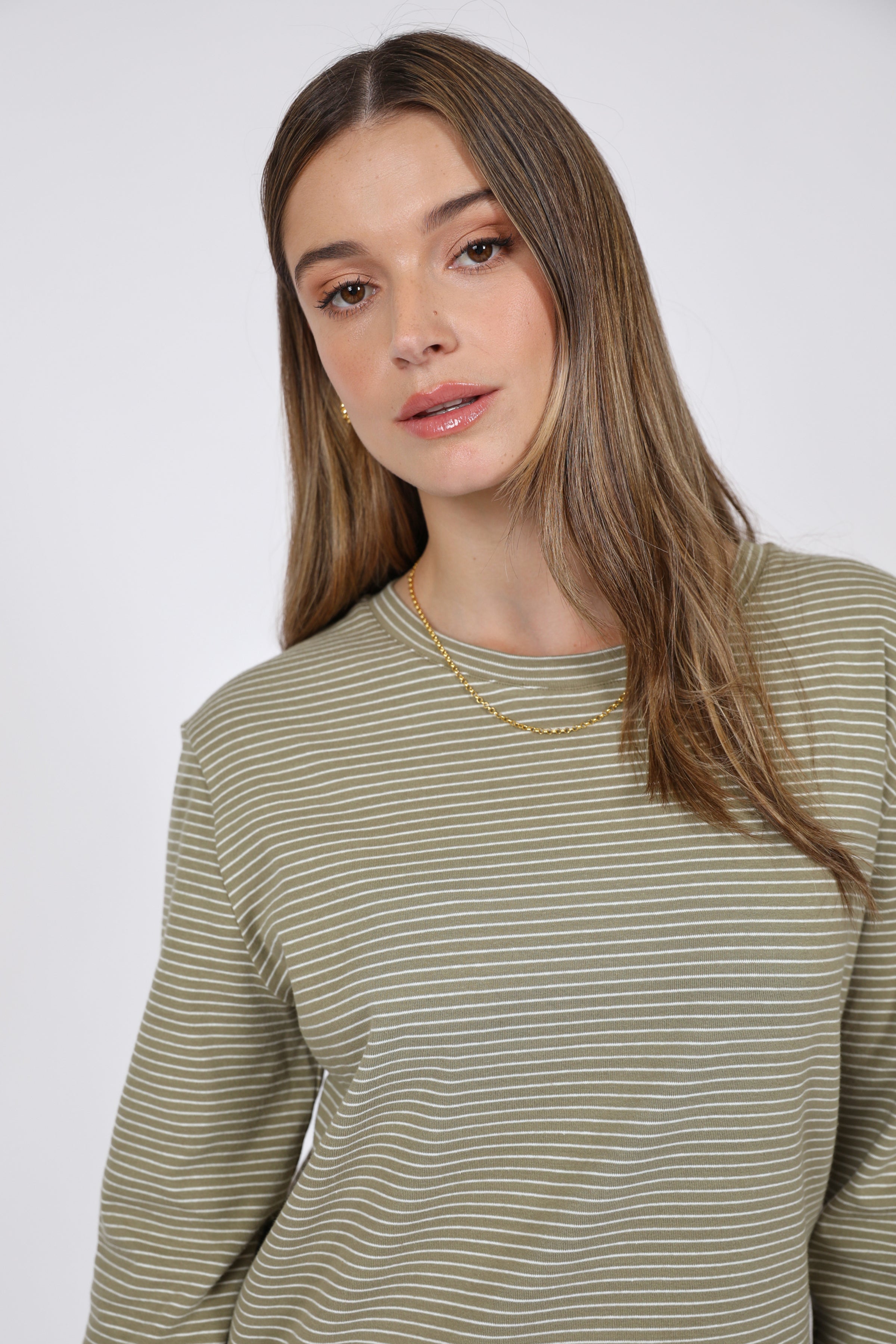 Uno Long Sleeve Tee - Pistachio Stripe