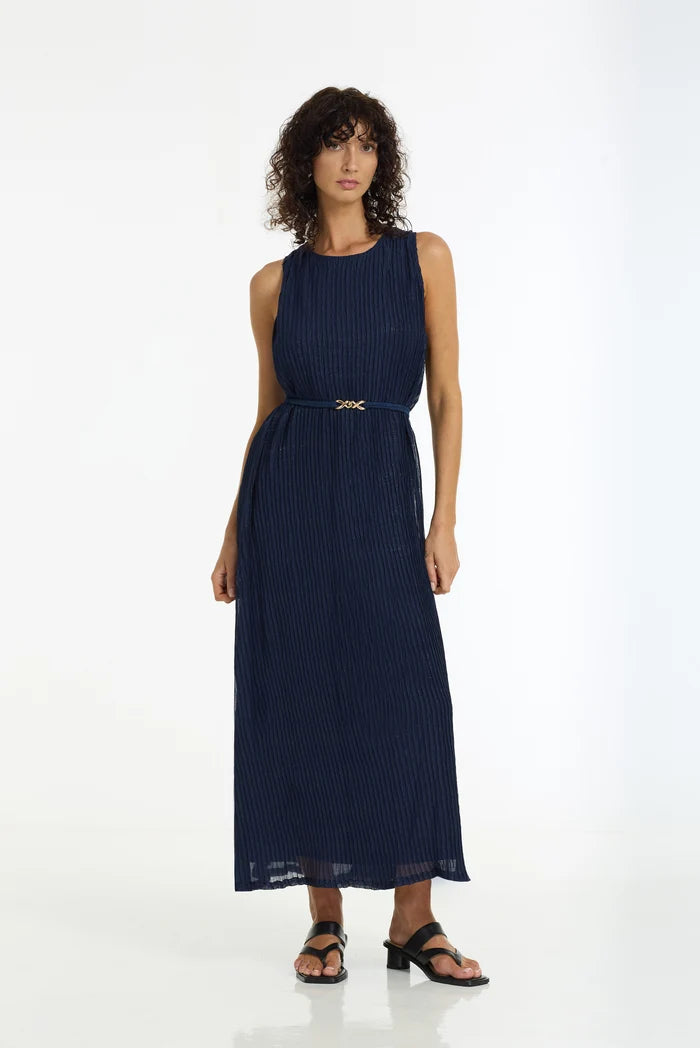 BLAK Viele Crinkle Chiffon Maxi Dress - Navy