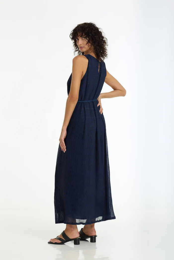 BLAK Viele Crinkle Chiffon Maxi Dress - Navy
