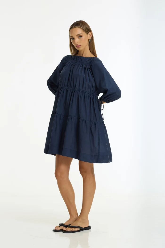 BLAK Where Hearts Fall Cotton Mini Dress - Navy