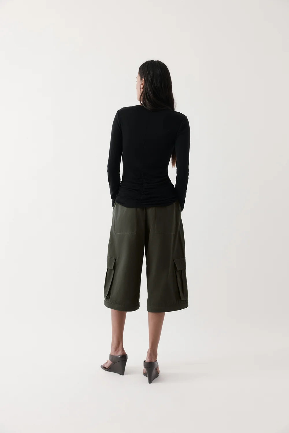 Rebe Long Sleeve Ruched Merino - Black