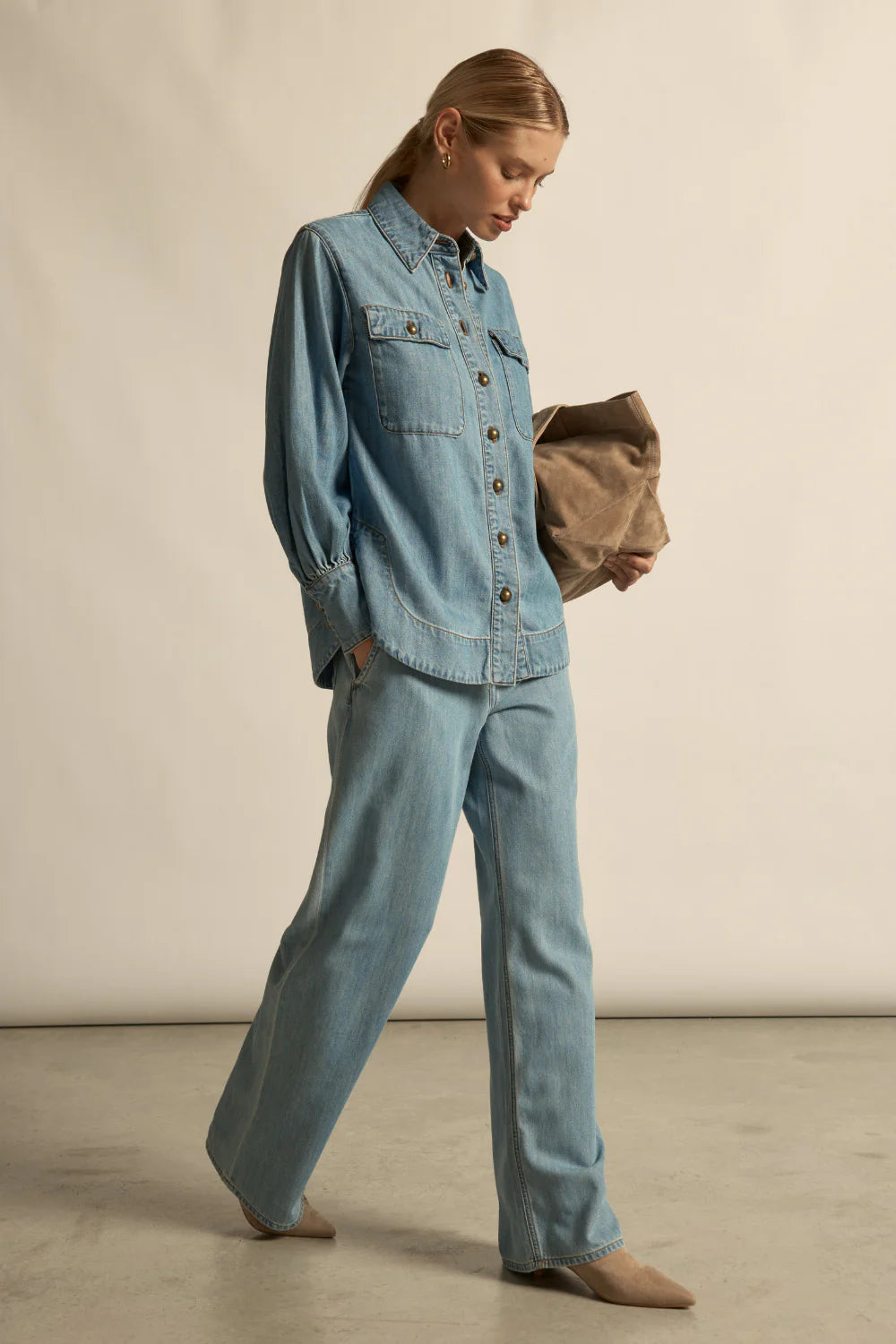 Crest Denim Top - Light Washed Denim