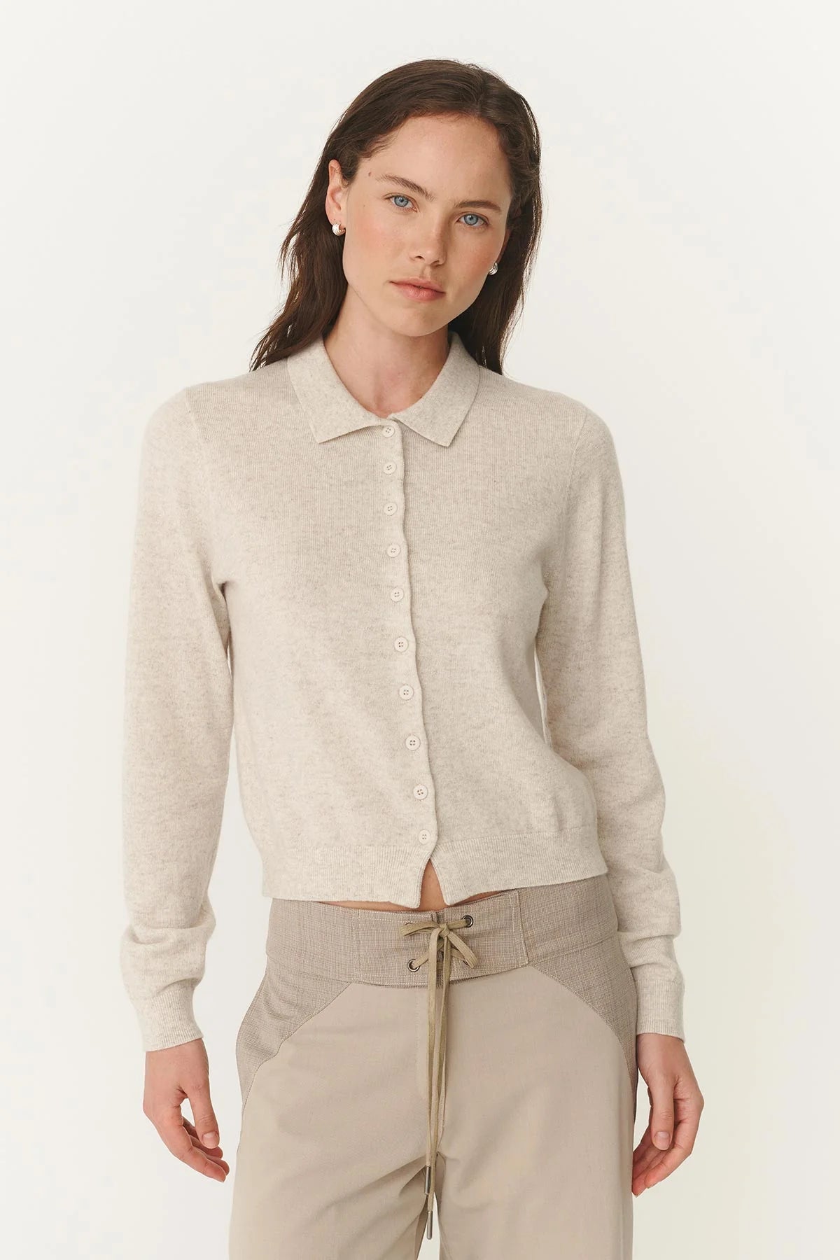 Celia Merino Knit Cardigan - Oat Marle
