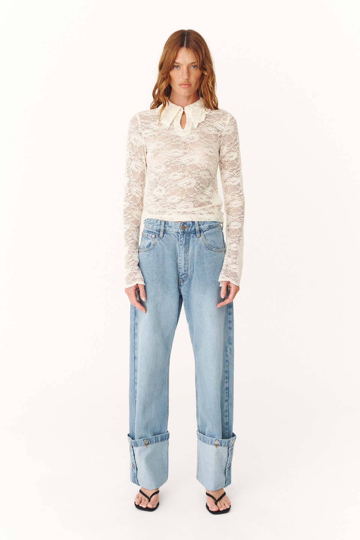 Walter Cuffed Straight Jeans - Faded Blue