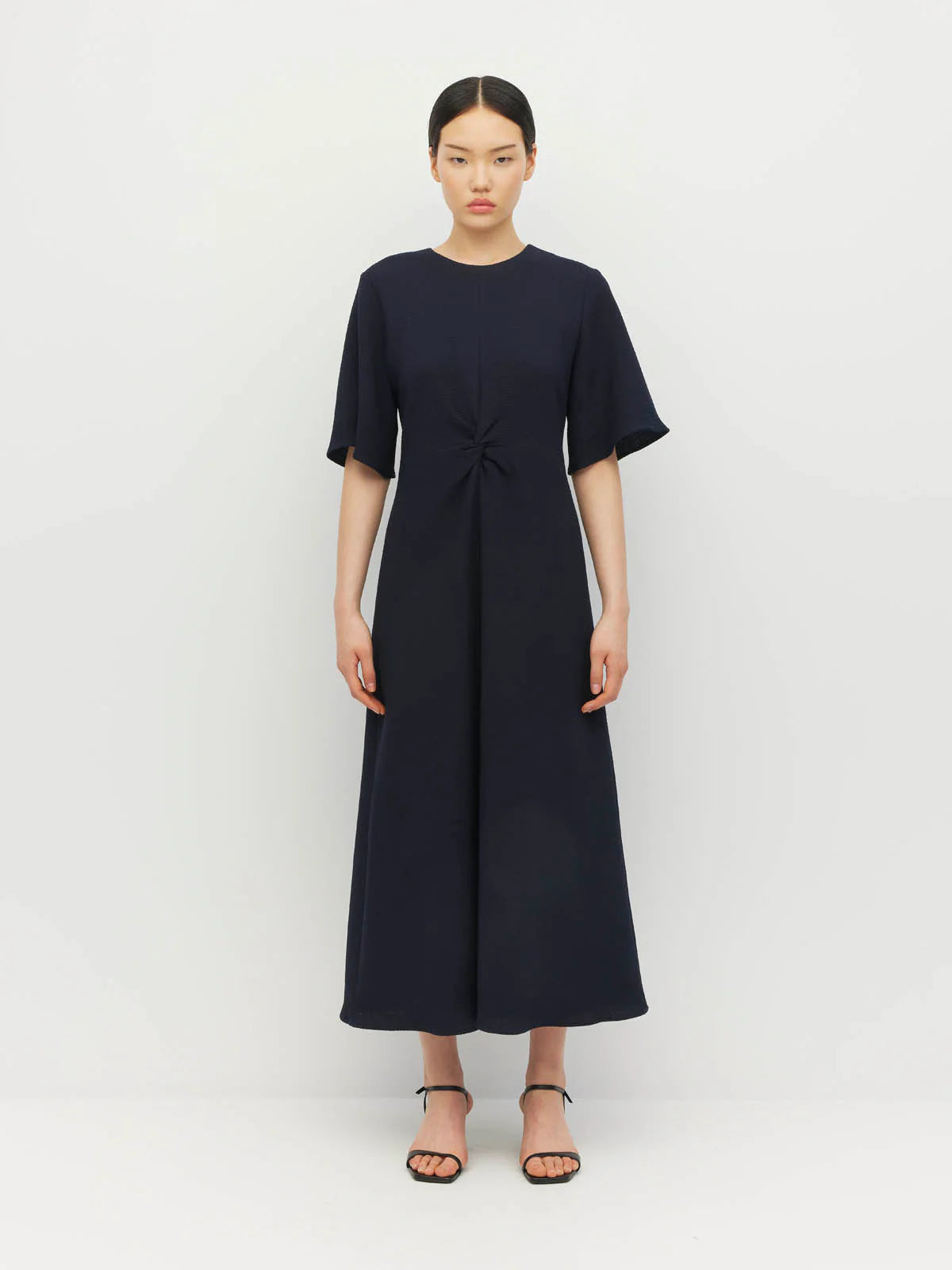Twist Dress Zig Zag Crepe -Navy