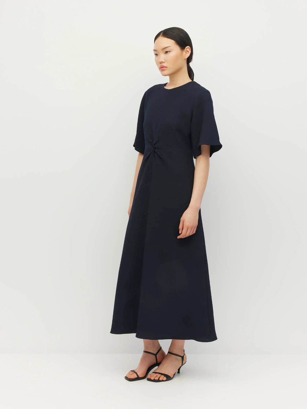 Twist Dress Zig Zag Crepe -Navy