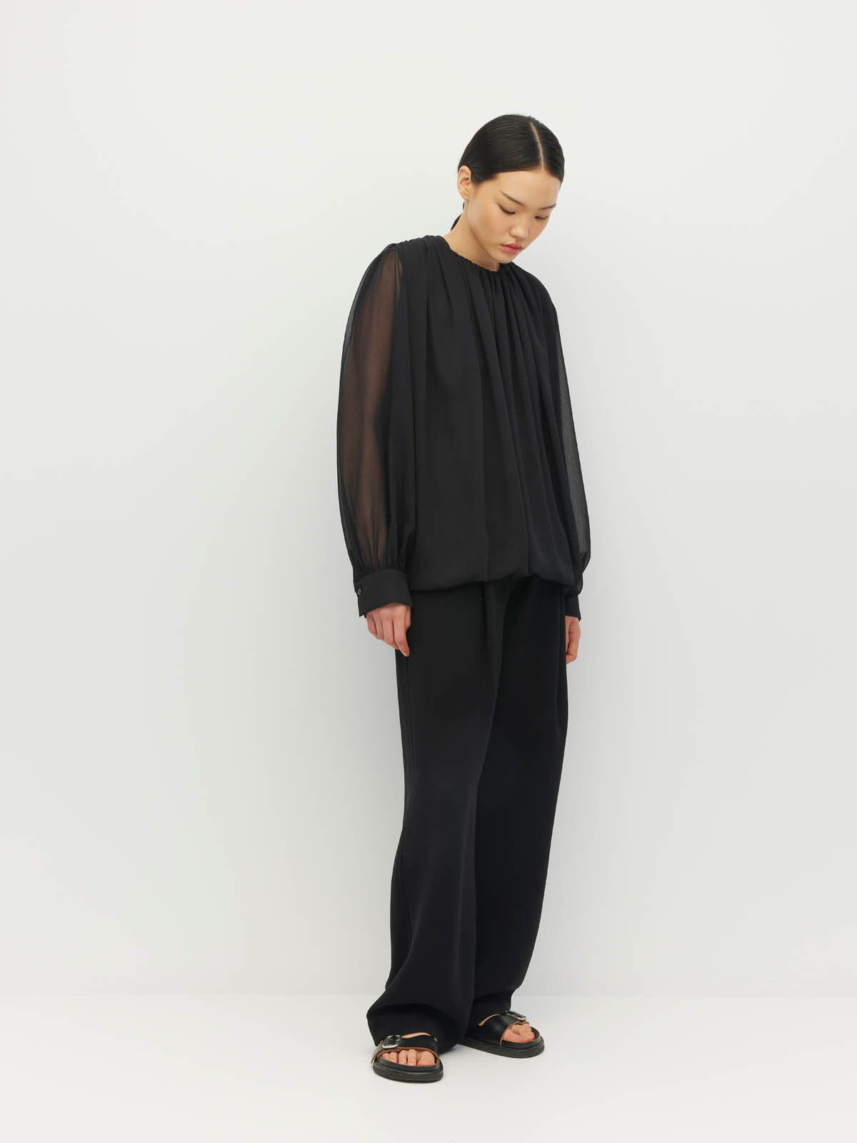 Juliette Hogan Indra Blouse Georgette Yoryu - Black