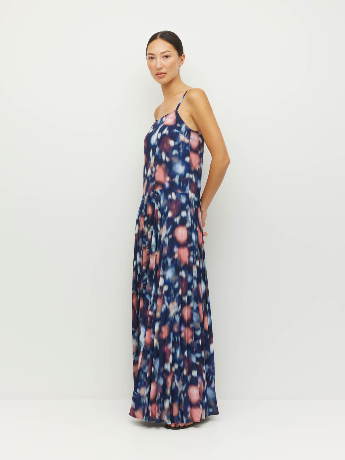 Juliette Hogan Betty Pleat Dress - Rosette Haze Crepe Night Fall