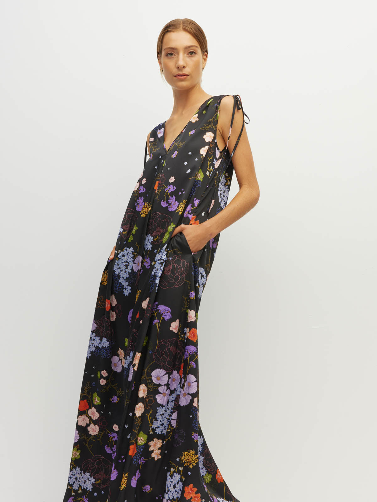Juliette Hogan Tulia Dress – Afterglow Floral Twill Noir