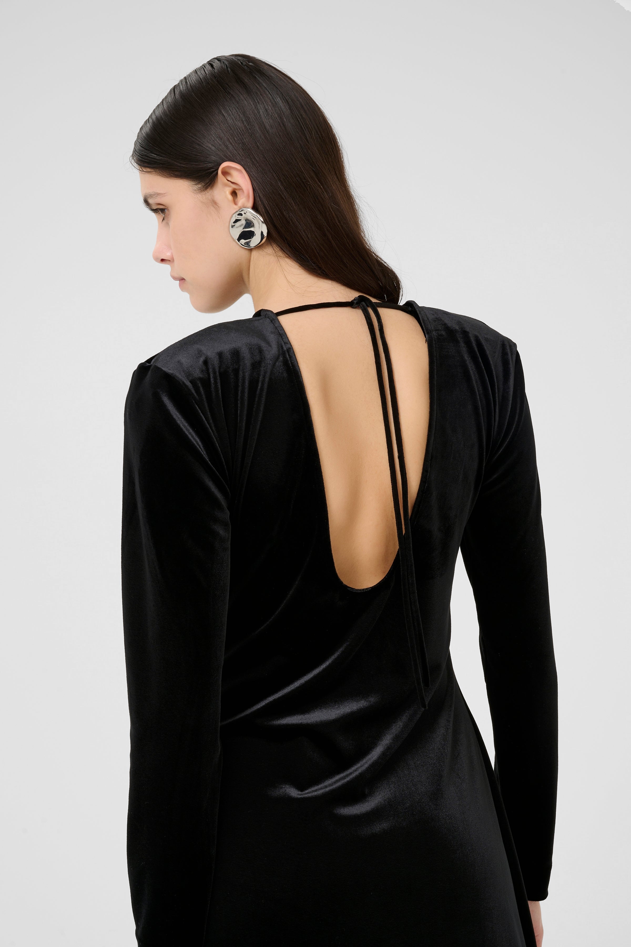 Cecilia Long Dress - Black Velvet