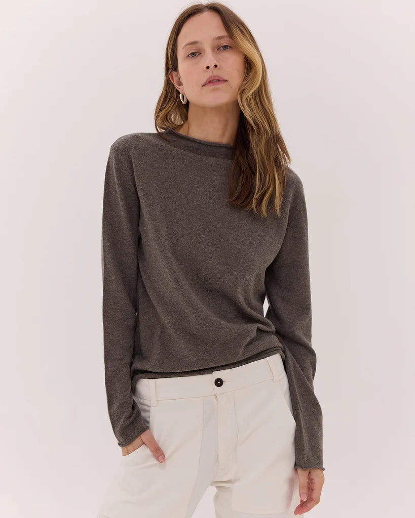 The Funnel Neck Top - Squirrel