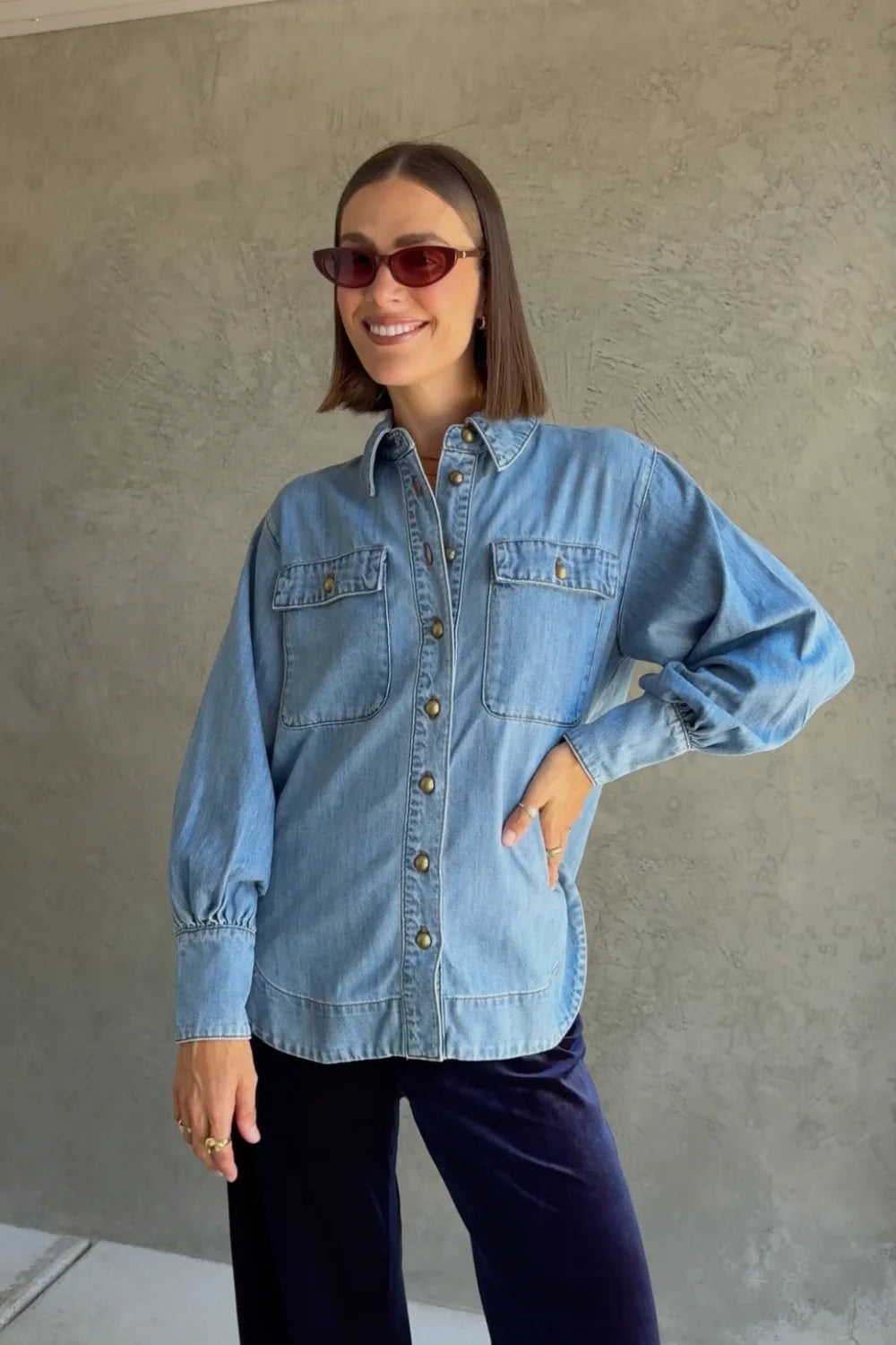 Crest Denim Top - Light Washed Denim