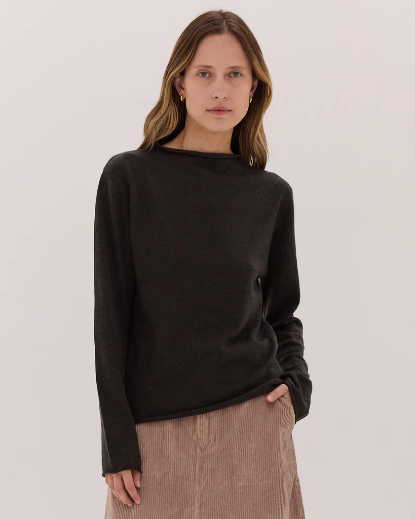 Cloth & Co The Funnel Neck Top - Loden