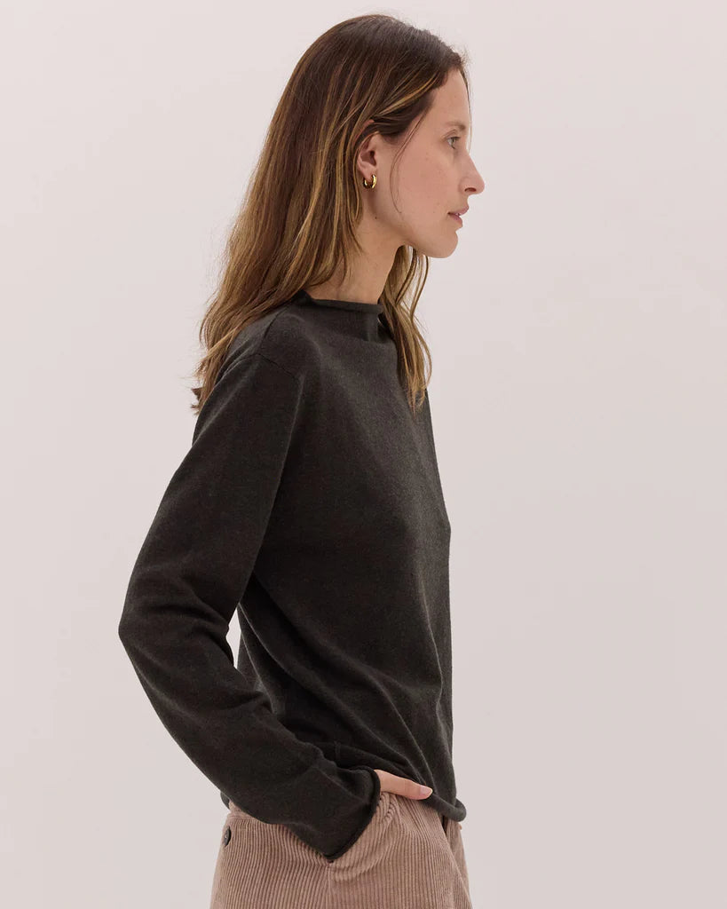 Cloth & Co The Funnel Neck Top - Loden